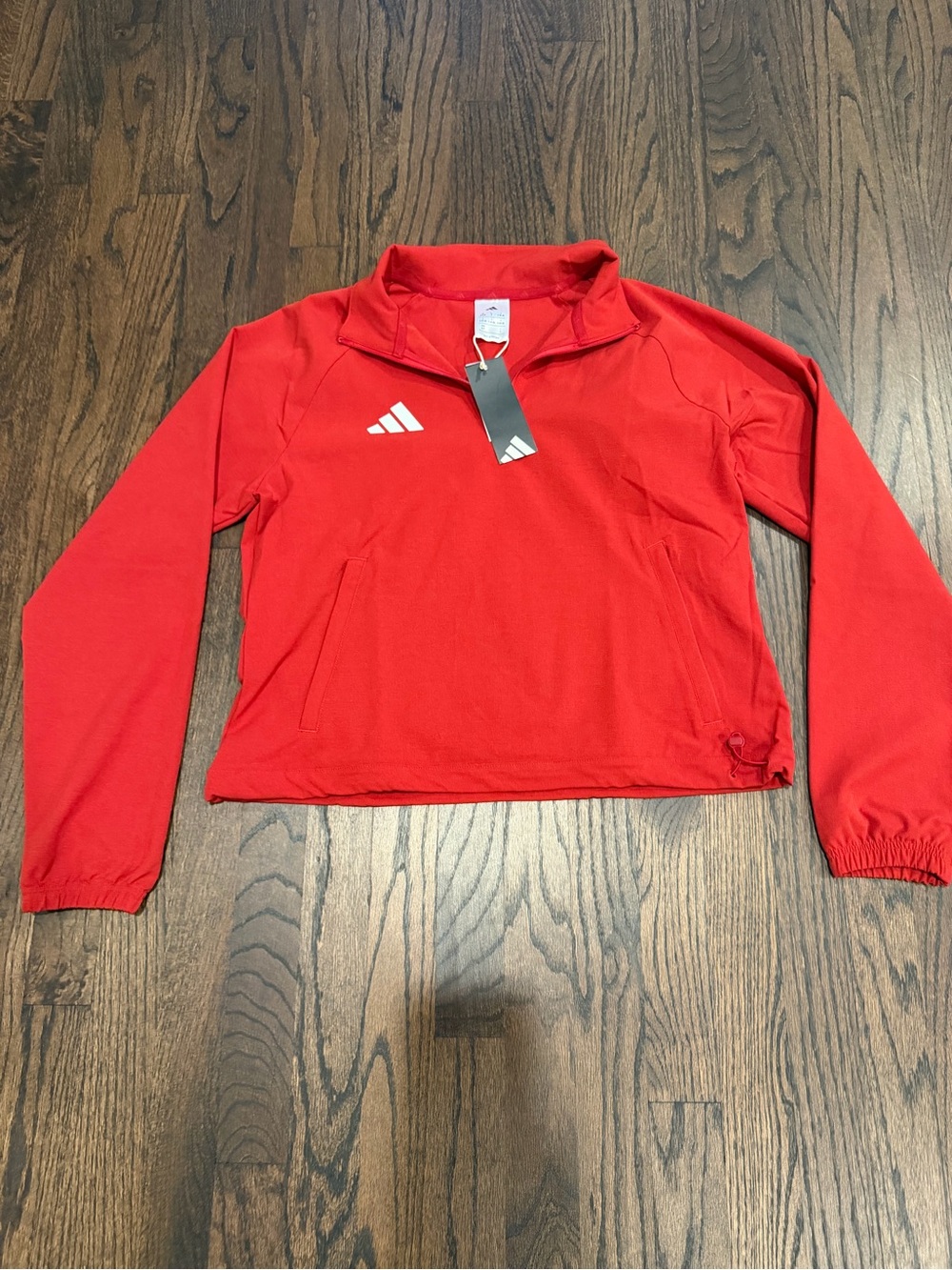 adidas Red Women's Quarter-Zip Pullover Sweatshirt